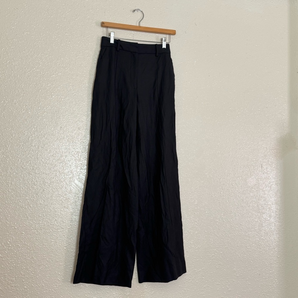 Attersee Black Wide Leg Trouser Pants Linen Blend - Picture 10 of 11